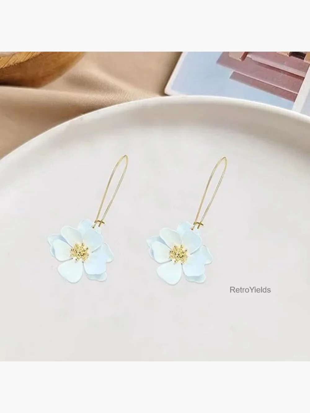Layered Daisy Flower Dangle Earrings for Women Chic Boho Wedding Jewelry